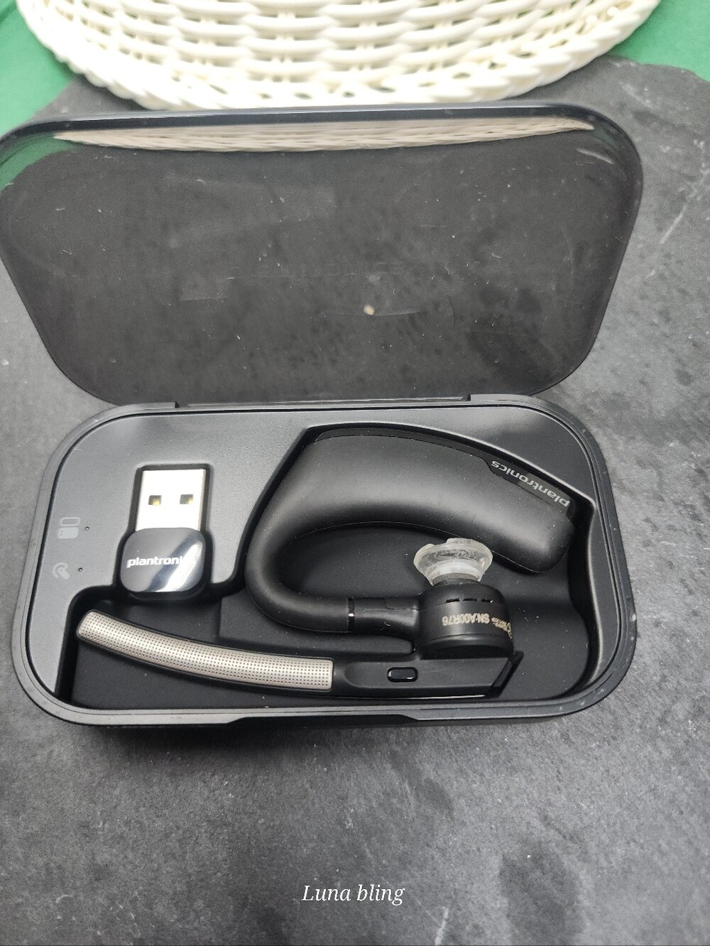 Plantronics Black Bluetooth Mono Headset with USB Adapter and Charging Case